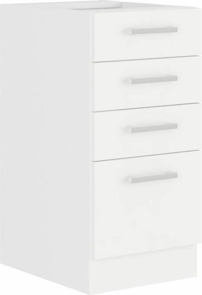 Atlas Onderkast met 4 lades - Wit decor - L40 x D52 x H82 - Werkblad niet inbegrepen