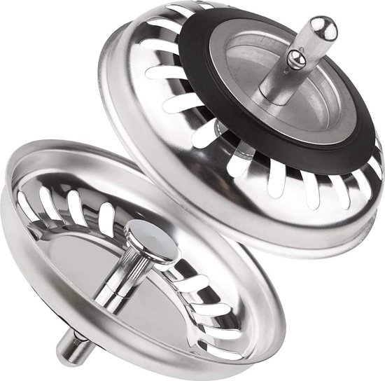 2 Pièces - Bouchon de vidange - Crépine d'évier - Bouchon d'évier - Bouchon de panier pour la cuisine 79 mm - Bouchon de vidange - Bouchon de vidange - Acier inoxydable - Bouchon de vidange de Luxe - Bouchon d'évier