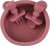 Babykom met deksel en bestek - Babyservies setje - Siliconen babyservies - BPA vrij - Kraamcadeau - Magnetronbestendig - Vaatwasserbestendig - Babykommetje met zuignap