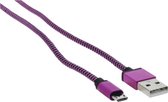 Datakabel ,USB to Micro-USB, 1m ,textil roze
