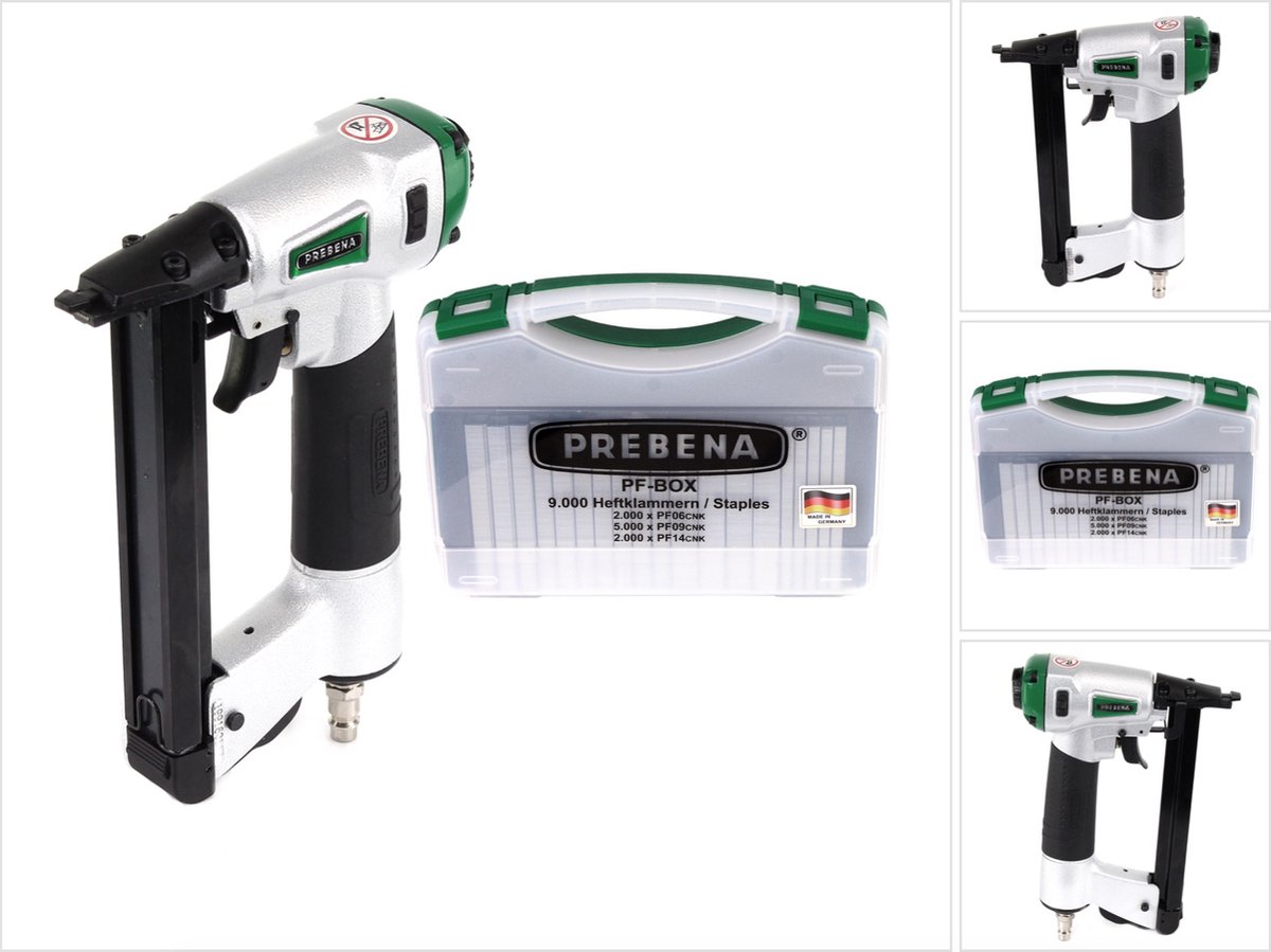 Prebena DNPF16 luchtdruk spijkermachine luchtdruk tacker + PF-BOX nietjes 9.000 stuks