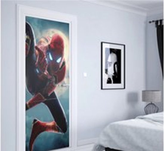 Deurposter Spiderman - poster - sticker - koelkast - muur - kinderkamer - 77 x 200 cm