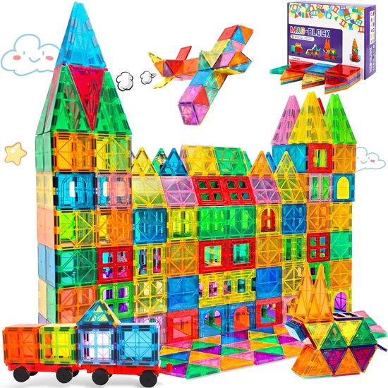 Magnetisch Bouwspeelgoed - 104 Stuks - Bouwstenen - Magnetic Tiles - Bouwblokken - Magnetische Tegels - 3D Constructie Bouwen - Montessori - Bouwspeelgoed - Educatief Magneten Speelgoed voor Kinderen 3 t/m 9 Jaar - Kasteel