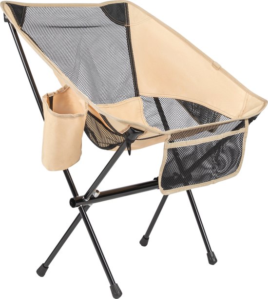 VirtuFit Camping Stoel Compact - Strandstoel - Inclusief Draagtas - Geschikt voor Festivals, Campings & Stranden - Inclusief armsteunen - Eenvoudig Meenemen en Opzetten - Beige van Virtufit — afbeelding 2