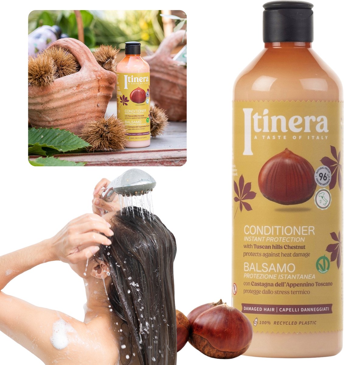 ITINERA - Shampoo voor gekleurd haar met chandler-noten uit Veneto, 95% natuurlijke ingrediënten, 370 ml