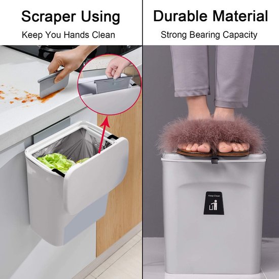 Utopia Kitchen Roestvrij Staal Compostbak voor aanrechtblad - 5 Liter Compostbak Keukenemmer Compost met deksel - Inclusief 1 Reserve Houtskool Filter
