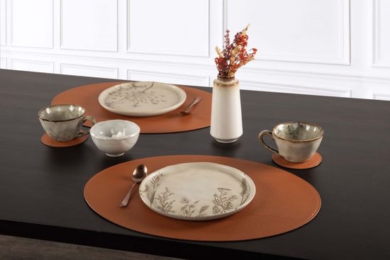 ZICZAC - Set de table TRUDO - SET/6 - cuir vegan - 33x45 cm - Ovale, caramel
