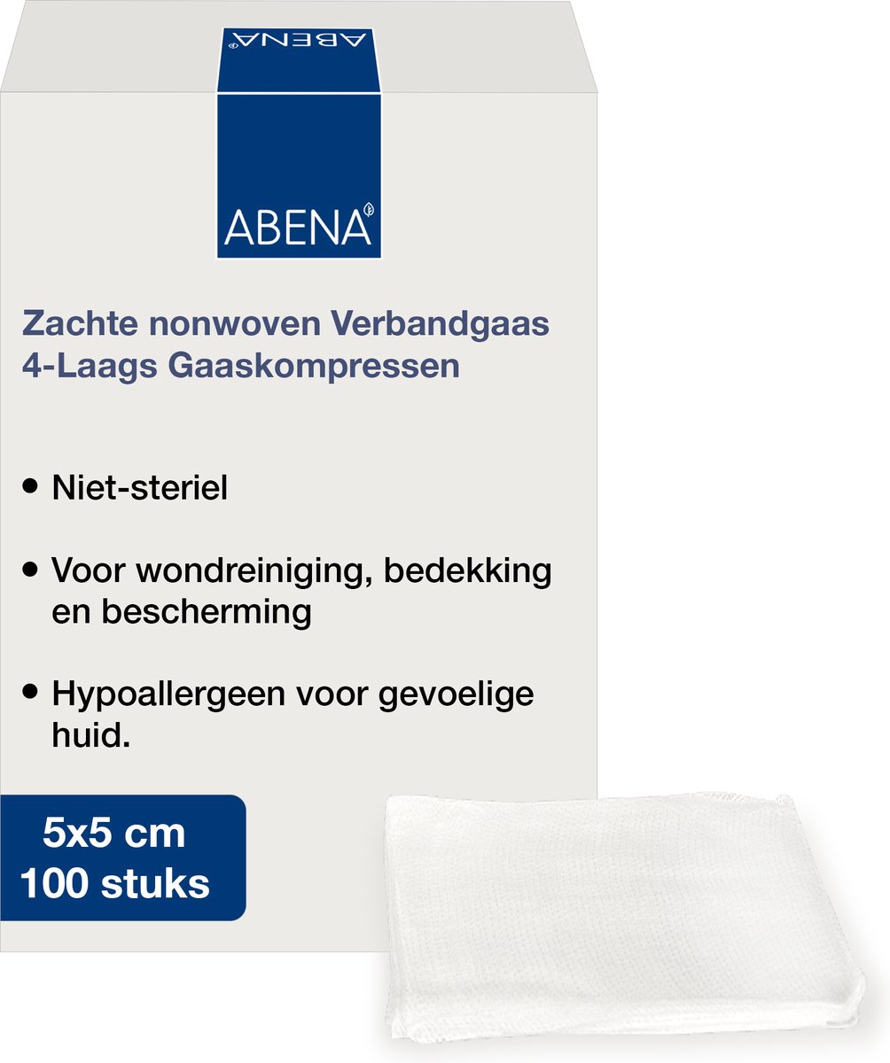 Goedkoopste Abena Gaaskompres - 100 Stuks - Absorberend Verbandgaas - 4 Laags Gaaskompressen - 5 cm x 5 cm