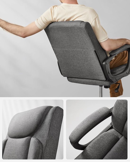 Chaise de bureau - Fauteuil de direction - Avec fonction berçante - Grijs