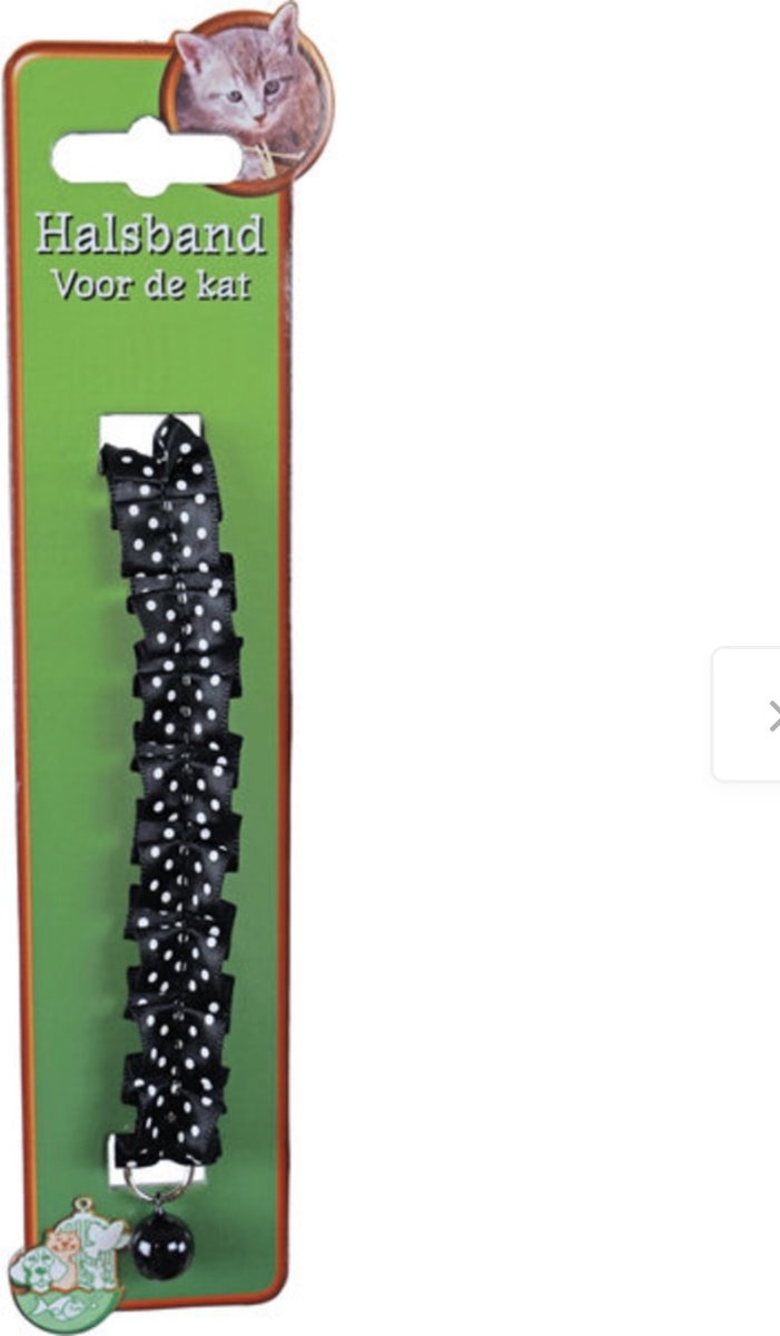 Kattenhalsband nylon rouche stip zwart