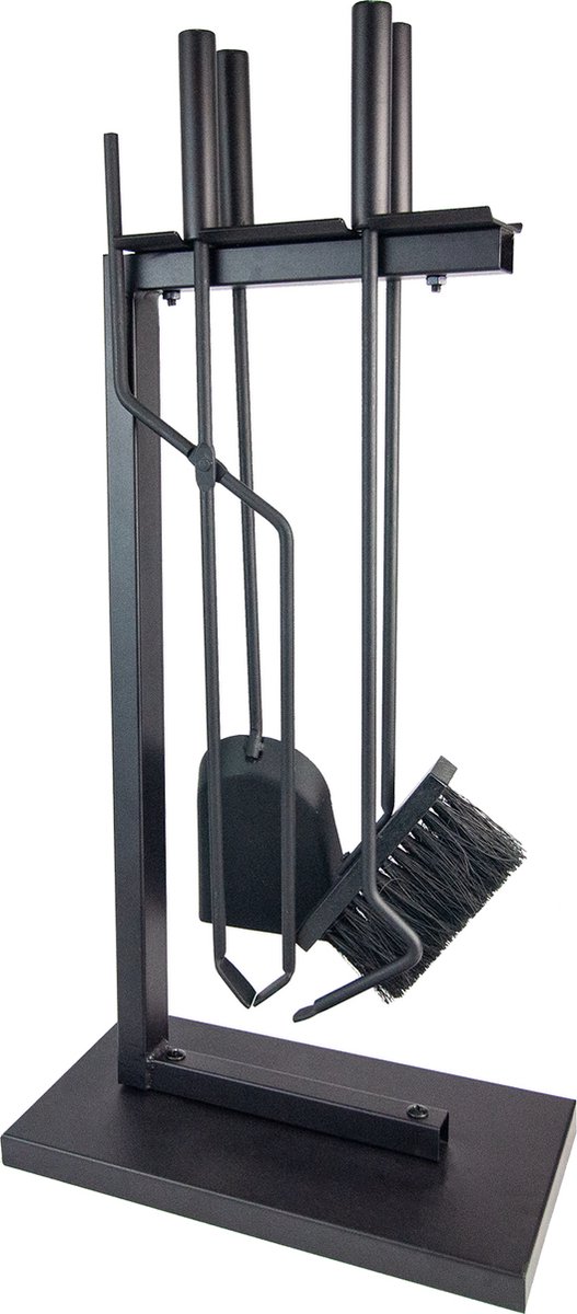 EmberElegance® Haardset - Haardstel - Openhaard Set - Haardgereedschap - Haardset voor Houtkachel - Vuurpook - Bezem - Pook - Schep - 5-delig - Zwart op Prijzenvolger.com