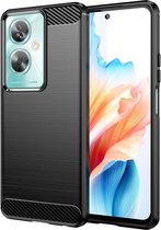Coque en TPU brossé adaptée pour Oppo A79 | Housse de protection | Couverture verso | TPU flexible | Carbone élégant | Fin | Noir