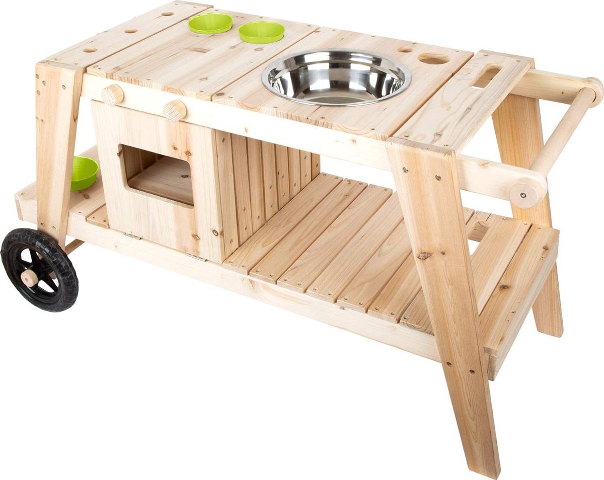 Modder keuken van massief hout voor kinderen vanaf 3 jaar Buiten speelgoed met accessoires en wielen Speelgoed keuken