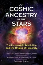 Boek 'Our Cosmic Ancestry in the Stars' met een kosmisch nebula-ontwerp.