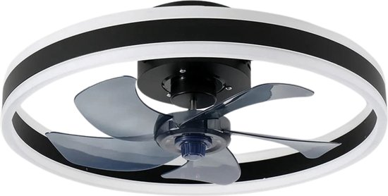 MiShar slimme plafondventilator – 51 cm – 6 standen – dimbaar – zwart