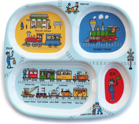 Treinen kinder melamine servies (vakjesbord met bestek) - Tyrrell Katz — afbeelding 2