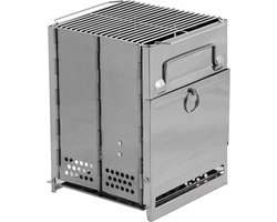 Fox outdoor Rocket Stove - Buitenkachel - RVS - opvouwbaar met grill - small - ca. 27 x 20 x 20 cm (H x B x D)