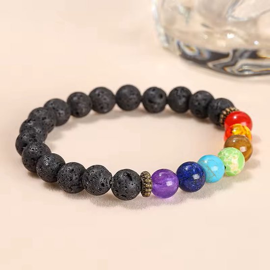 Pierres de lave - Chakra - Bracelet - Bracelets de perles - Pierres précieuses - Reiki - Bijoux - Énergie - Natuursteen - Bouddha - Belles couleurs - Hommes et Femmes - Bouddha - Cristaux de guérison – Yoga