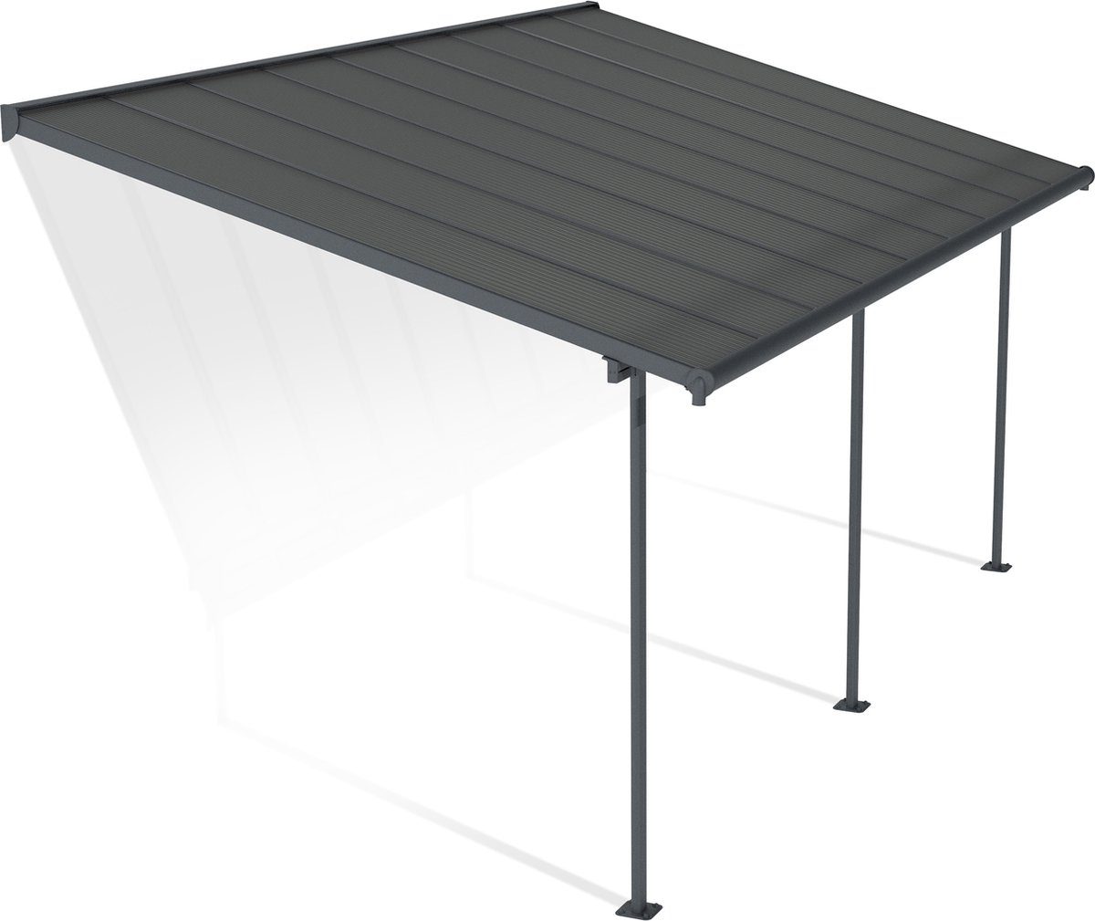 Canopia Capri Overkapping Terrasoverkapping Pergola Terrasoverkapping Polycarbonaat Aluminium Grijs 3X5.6 m