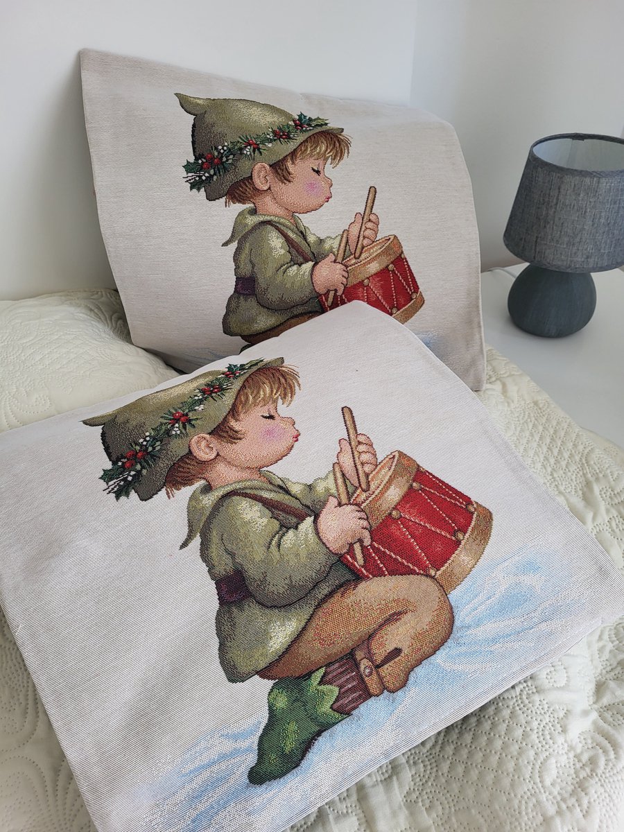 Kussenhoes Luxe Gobelinstof Kerst Christmas Elf met rits 45*45cm