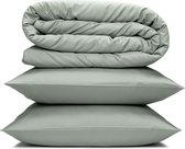 Yodormi | Touche de nuages | Ensemble housse de couette | Fil unique Premium | 100% coton biologique | Tissage satiné avec finition luxueuse | Housse de couette modèle goulot de bouteille | Vert gris | 240 x 220