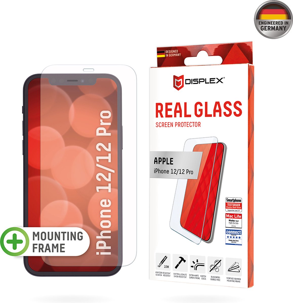 Displex Real Glass + Frame screenprotector voor iPhone 12 en iPhone 12 Pro - transparant