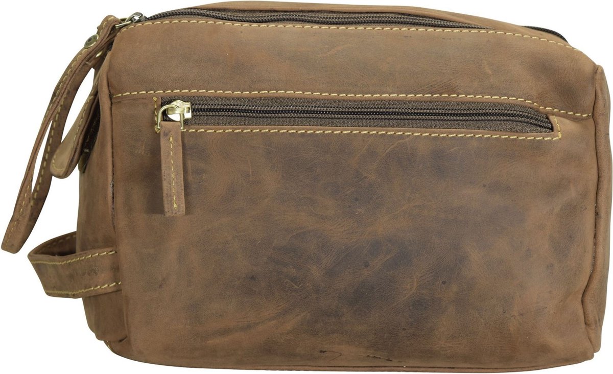 GREENBURRY toilettas Vintage Toilet Bag Brown bruine