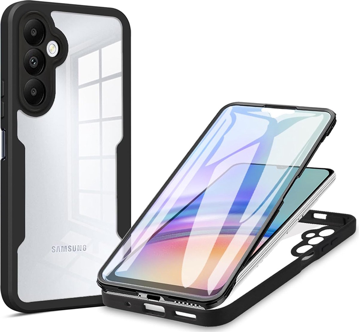 Techsuit ColorVerse 360 hoesje met Screenprotector voor Samsung Galaxy A25 - Zwart