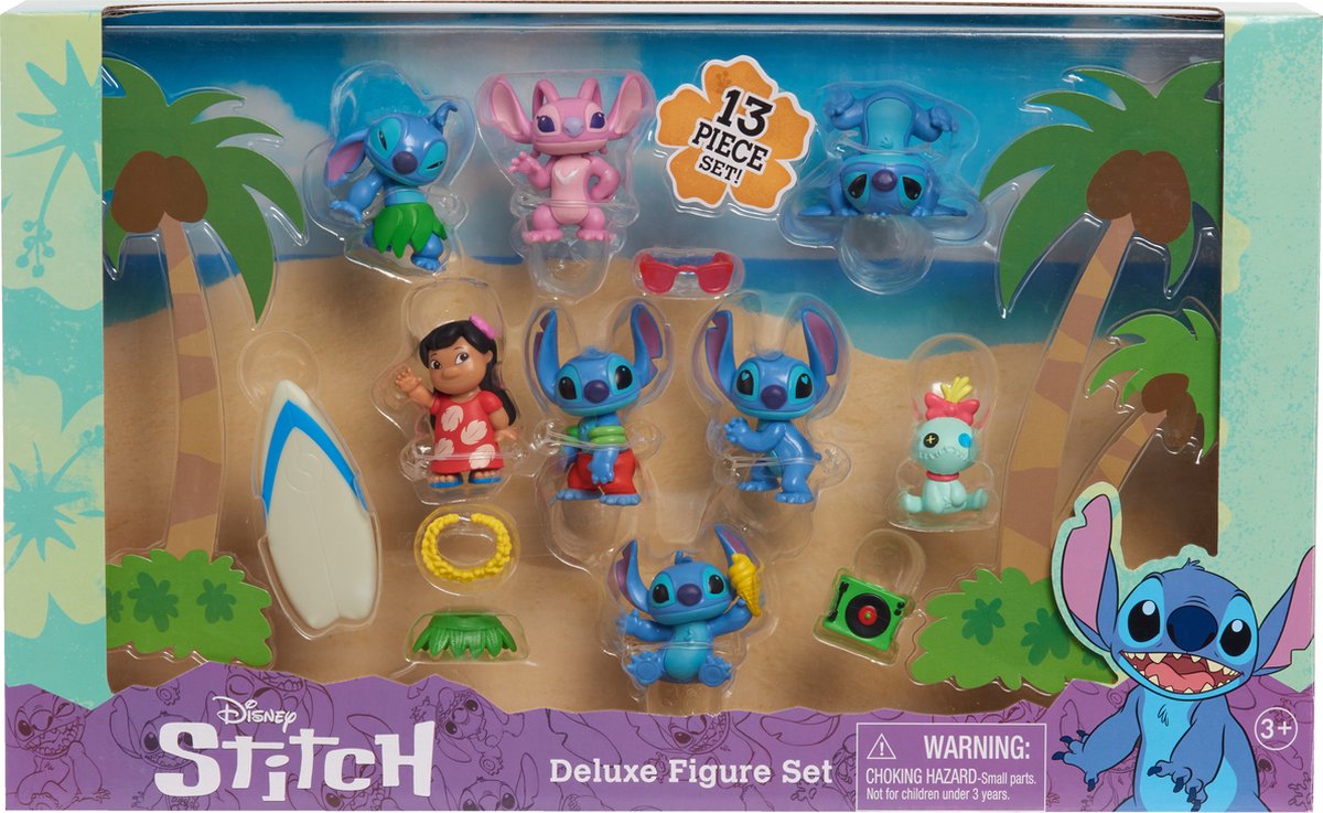 Just Play Disney Stitch Deluxe Set 8 speelfiguren met 5 accessoires