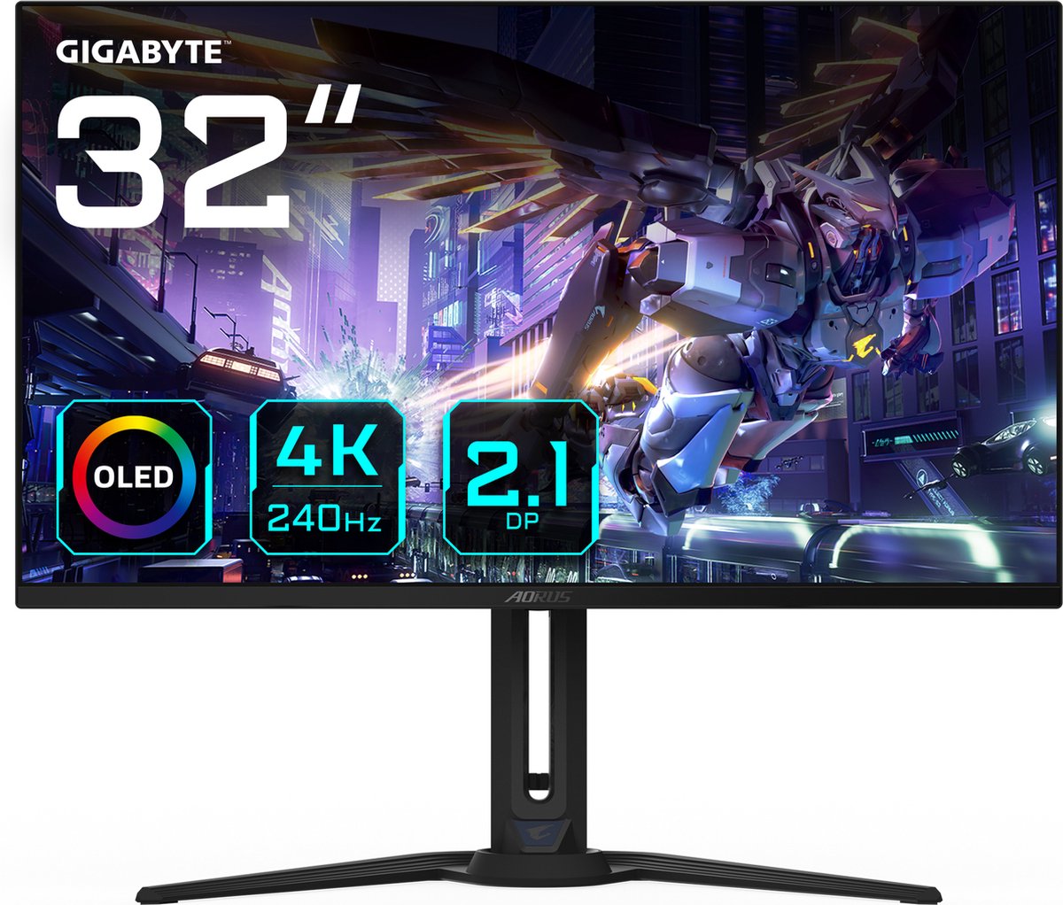 Gigabyte AORUS FO32U2P - LED-Monitor - 31.5" OLED - 3840 x 2160 4K UHD - 240 Hz - 0.03 ms - 250 cd/m² - 1500000:1 - zwart