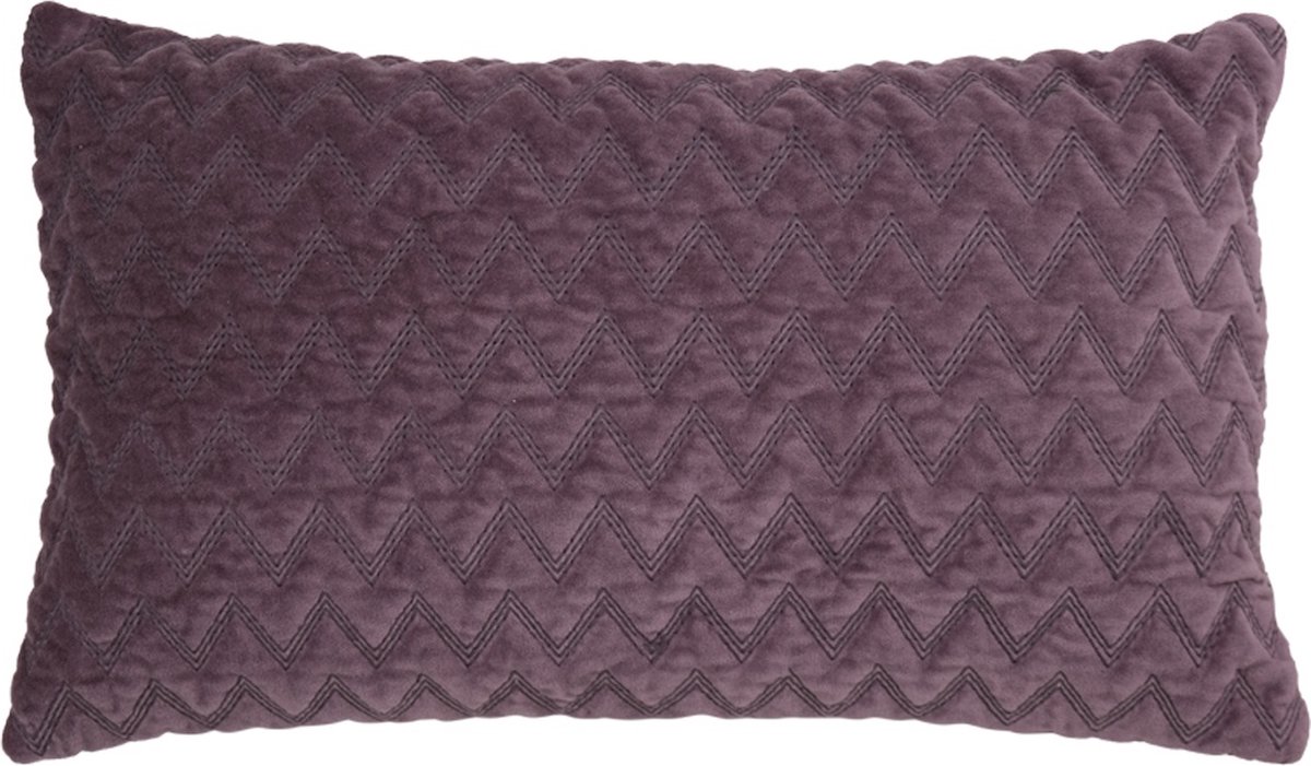 Linen & More Zigzag Velvet Gray Ridge Kussen -30 X 50 zie beschrijving