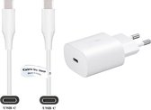 OneOne Snellader + 3,2m USB C naar C kabel. 25W Fast Charger lader. PD oplader adapter past op o.a. Samsung Galaxy A34, A54, A24, A14, A04e, A05, A05s, F04, F14, F34, F54, A15, A25, A35, A55, C55, F15, M14, M15, M55, M04, M34