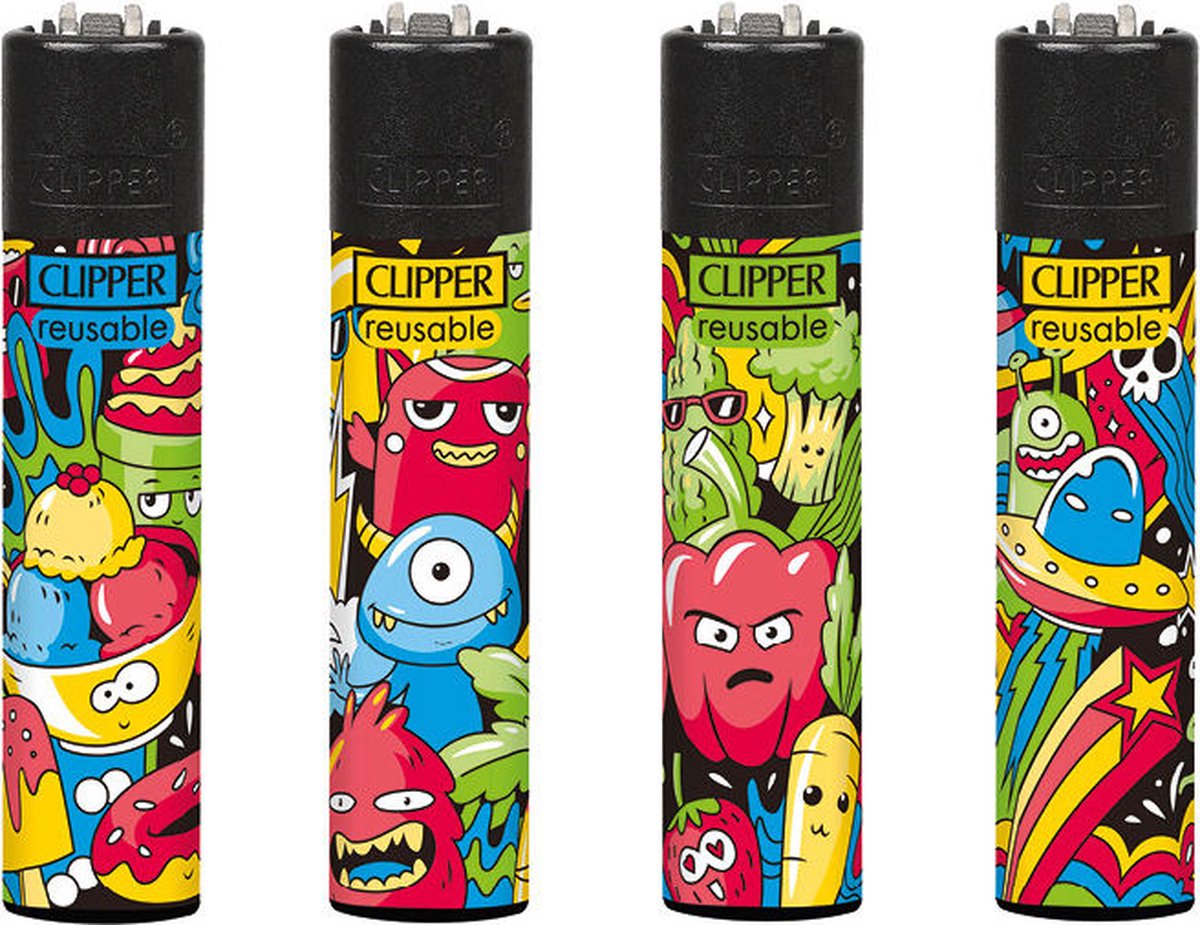 Goedkoopste Clipper Classic Large Aanstekers Doodle Art (4 Stuks