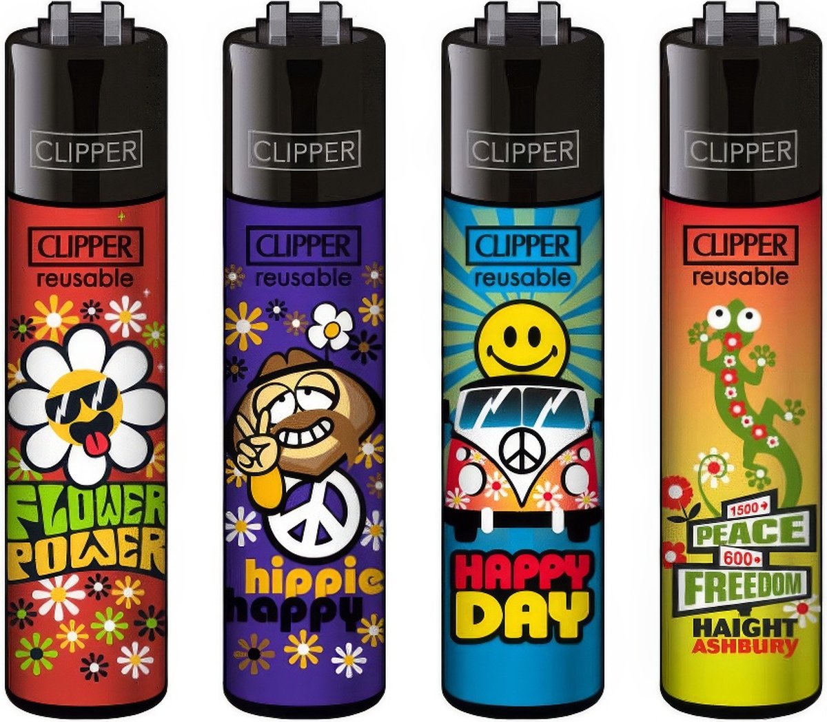 Goedkoopste Clipper Classic Large Aanstekers Hippie 15 (4 Stuks