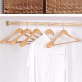 Natuurlijke houten kledinghangers, 10 stuks houten kleerhangers, jas bovenkleding hemdhangers, glanzende afwerking met extra brede schouder, 360 graden draaibare haken anti-slip stang met schroef