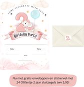 Uitnodiging kinderfeestje - Kinderfeest - Uitnodigingen - Inclusief enveloppen - Eigen design en print - Wenskaart - tweede verjaardag - 20 stuks - A6