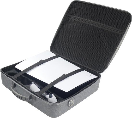 Koffer geschikt voor Playstation 5 met accesoires – PS5 Tas – Digitale & Disc versie - PS5 Case – Grijs