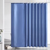 Rideau de douche Extra large en tissu imperméable et anti-moisissure, pour salle de bain, avec 18 crochets en plastique, bleu (Misty Blue), 275 x 180 cm