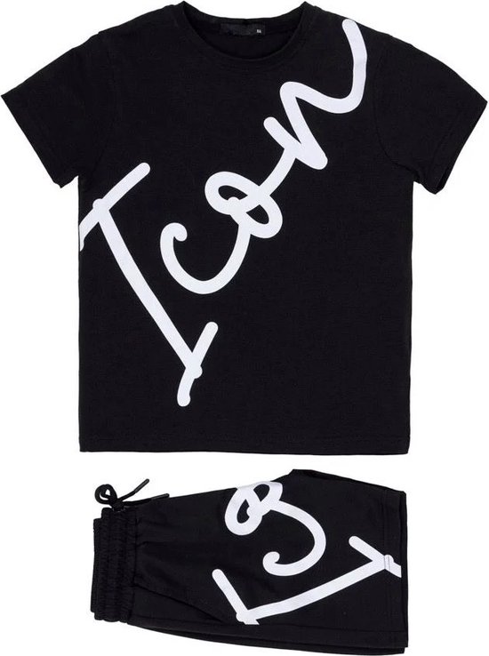 Icon - Set short met T-shirt - Zwart - maat 110/116