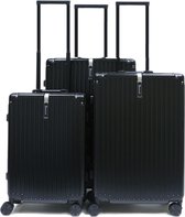Travelsuitcase - Koffer met aluminium frame / polycarbonaatschaal - Reiskoffer met TSA slot - Zwart - Maat L