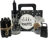 Soap & Gifts - Cadeaubox Dikke knuffel - 7 kleine dinerkaarsjes, 1 kaarshouder, 2 aromablokje Opium, 1 raspje - in leuk cadeaukoffertje