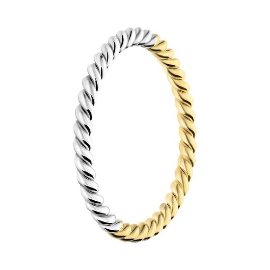 Lucardi Dames Zilveren twisted ring two-tone - Ring - 925 Zilver - Zilver en goud - 15,5 / 49 mm