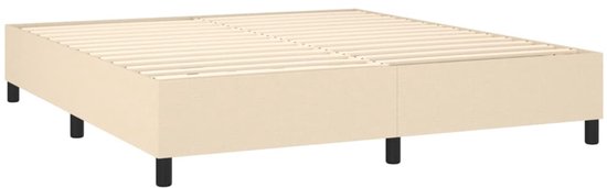 vidaXL - Boxspring - met - matras - stof - crèmekleurig - 160x200 - cm