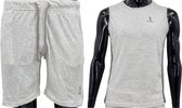 Hitman – Korte Broek Heren - 2 Delige Set - Korte Broek met Ritszakken - Sportkleding Heren - Huispak Heren - 100% Katoen - 1 x Korte Broek en 1 x Heren Hemd - Crème – Maat L