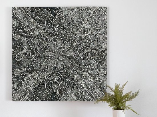 Foto: Line art mos schilderij de meanderende kracht van natuur een verbinding van lijnen kunst 100x100 centimeter op forex foto op forex