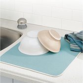 Afdruipmat in 2-delige set - gootsteenmat - voor bekers, borden, potten en pannen - sneldrogend/onderhoudsvriendelijk/beschermend - groenblauw/ivoor