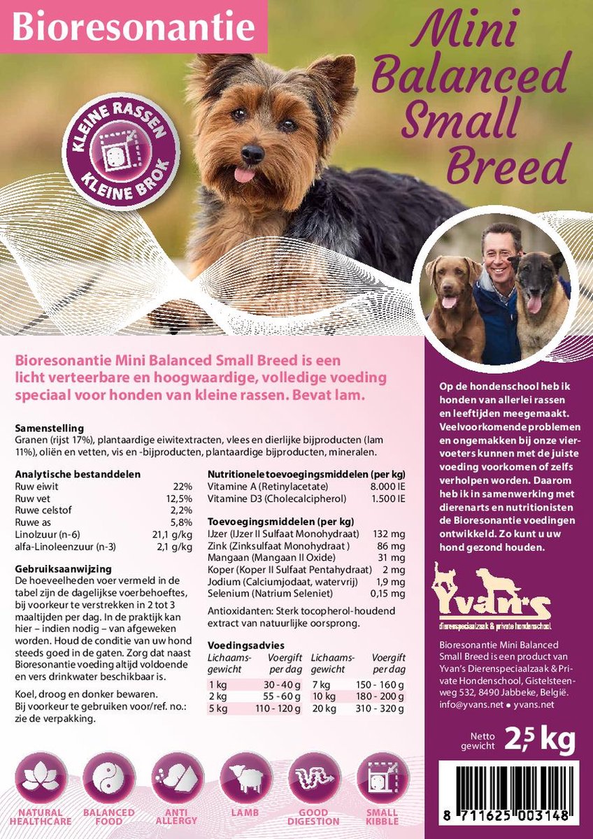 Bioresonantie Hondenbrokken - 2,5 KG - Mini Balanced Small