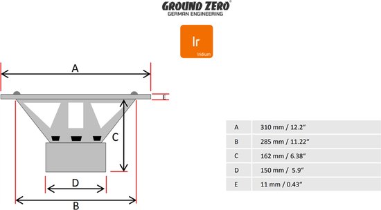 Caisson de basses Ground Zero Iridium GZIW12-XSPL-D2 12 pouces 1000 watts SPL- DVC 2x 2 ohms