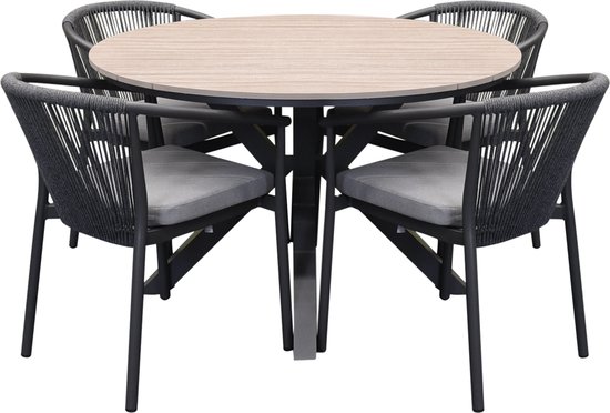 Quincy Apollo dining tuinset 120xH75 cm rond 5 delig polywood