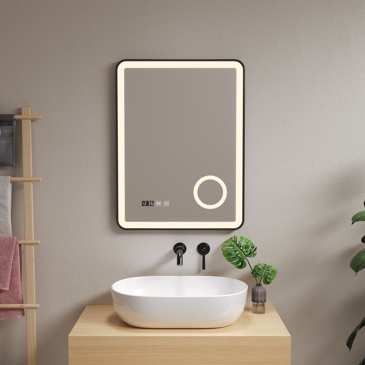 Spiegel Pescara met LED verlichting 80x60x4 cm zwart